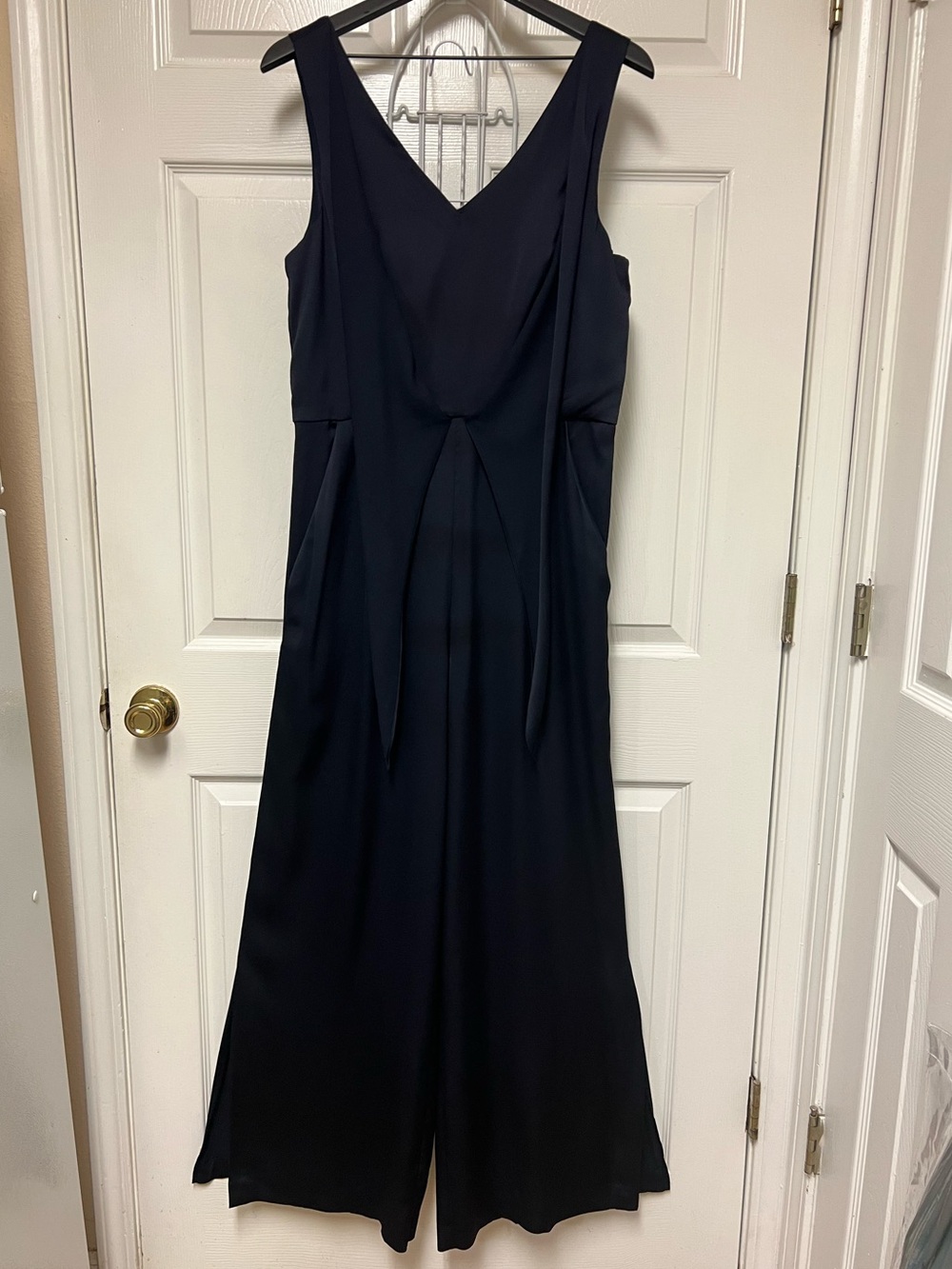 ANTONIO MELANI Navy Sleeveless V-Neck Pantsuit with Tie